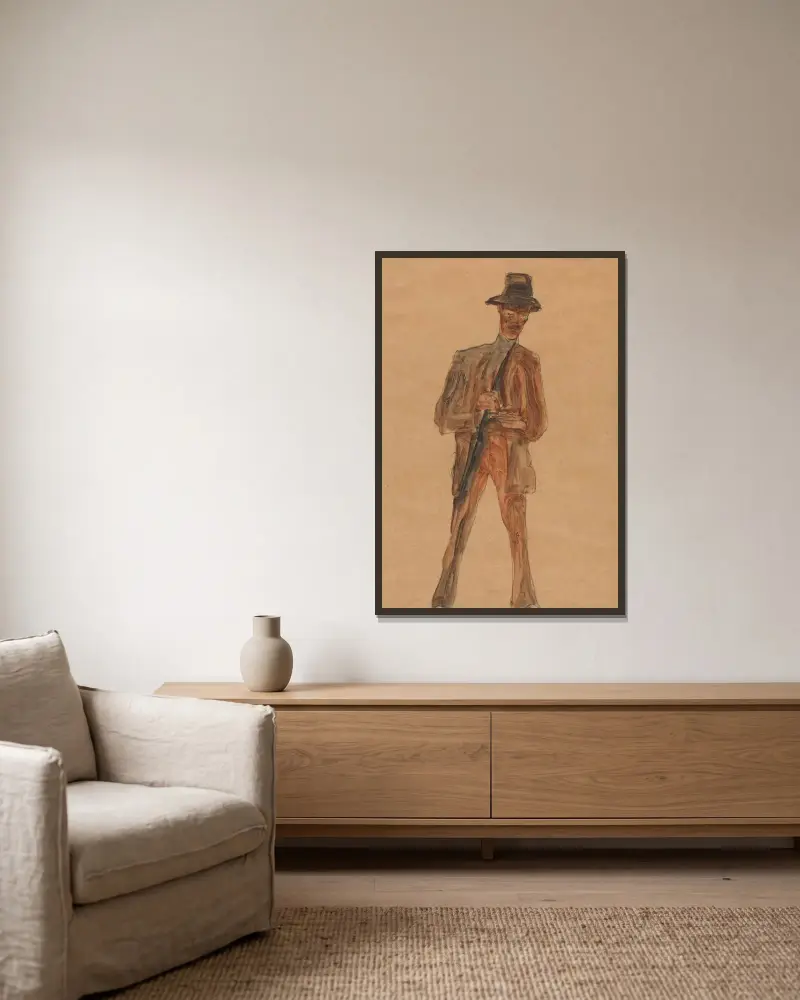 Franz Weigang av Egon Schiele inramad på en vägg