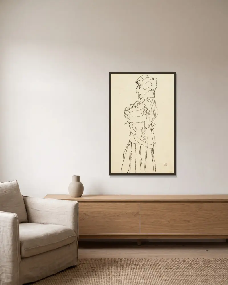 Friederike Maria Beer von Egon Schiele gerahmt an einer Wand