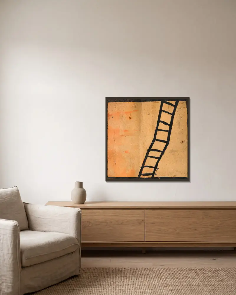 Geknickte Leiter von Egon Schiele gerahmt an einer Wand