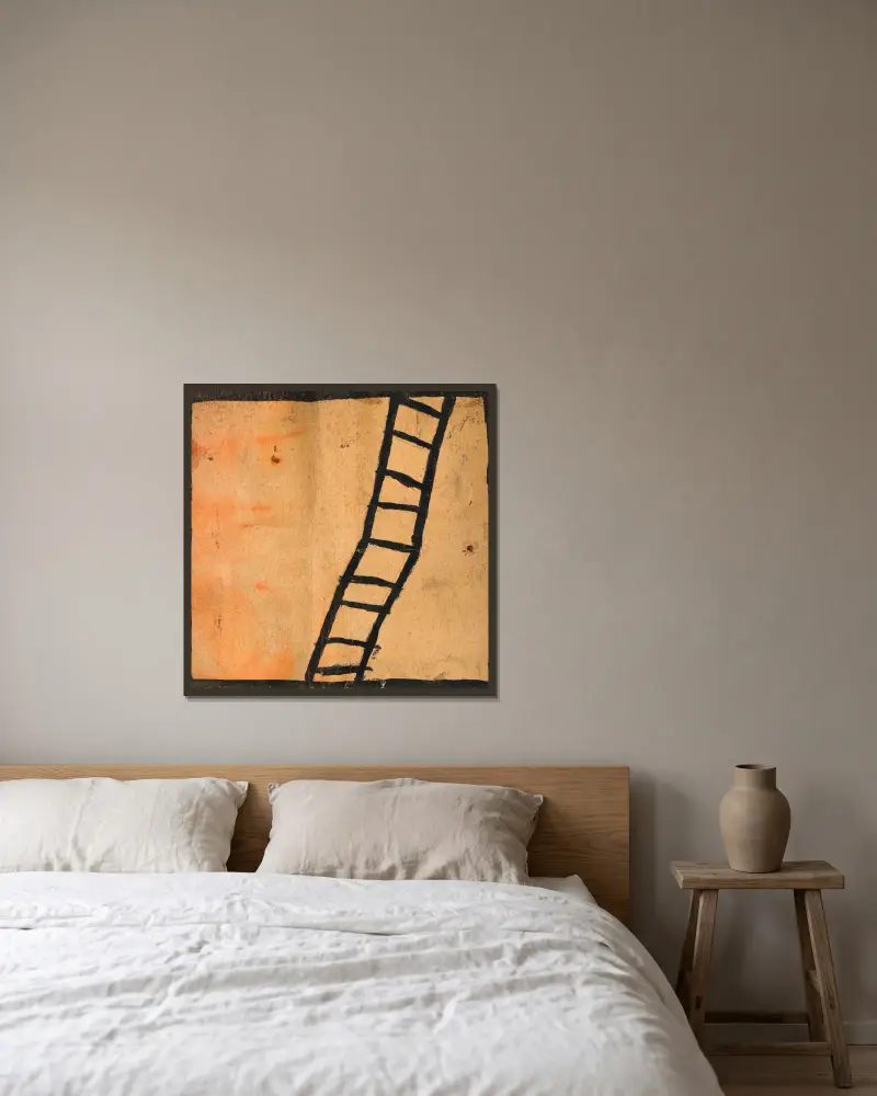 Geknickte Leiter von Egon Schiele gerahmt an einer Wand