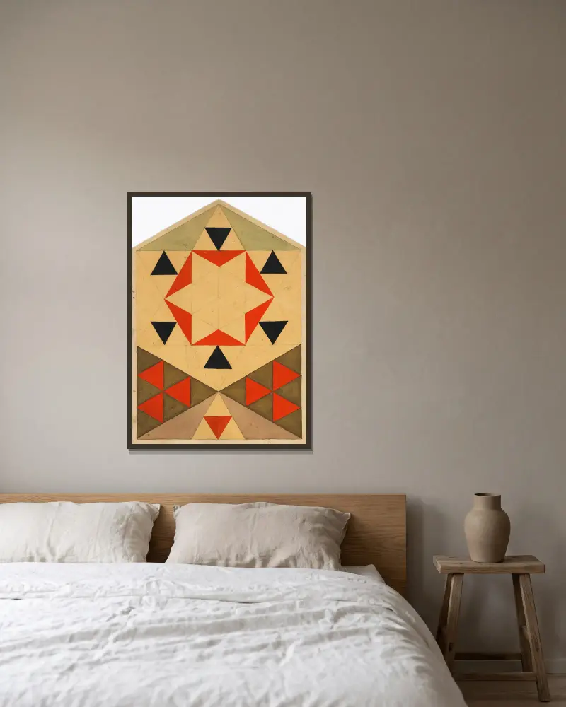 Geometrická studie (žákovská práce), Egon Schiele v rámu na stěně