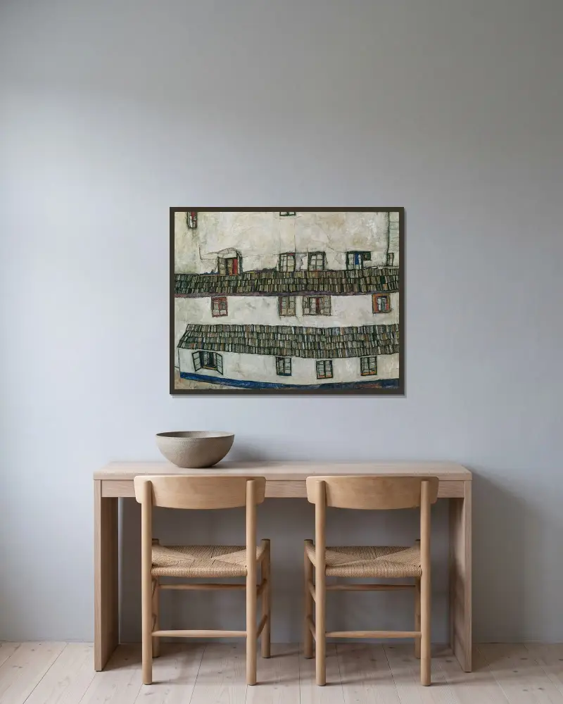 House wall (window) av Egon Schiele inramad på en vägg