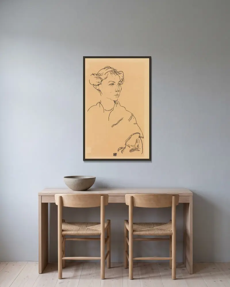 Lilly Steiner av Egon Schiele inramad på en vägg
