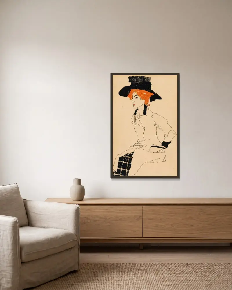 Nr. 289: Damporträtt av Egon Schiele inramad på en vägg