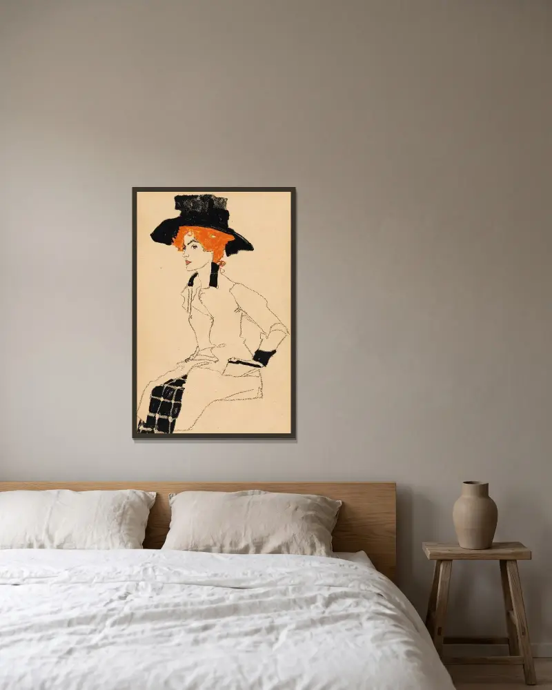 Nr. 289: Damporträtt av Egon Schiele inramad på en vägg