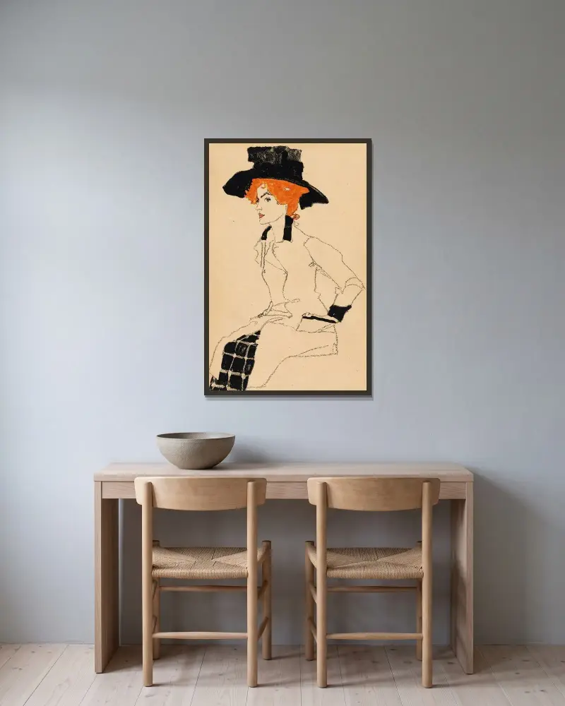 Nr. 289: Damporträtt av Egon Schiele inramad på en vägg