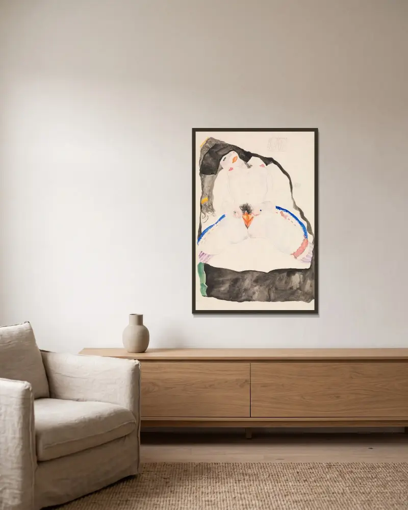 Im Traum beobachtet von Egon Schiele gerahmt an einer Wand