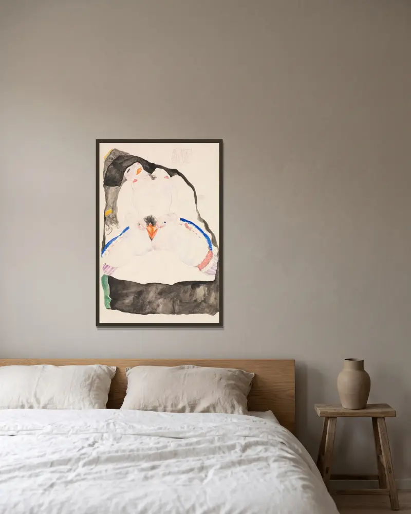 Im Traum beobachtet von Egon Schiele gerahmt an einer Wand