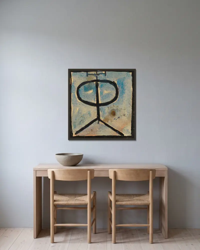 Ornament av Egon Schiele inramad på en vägg
