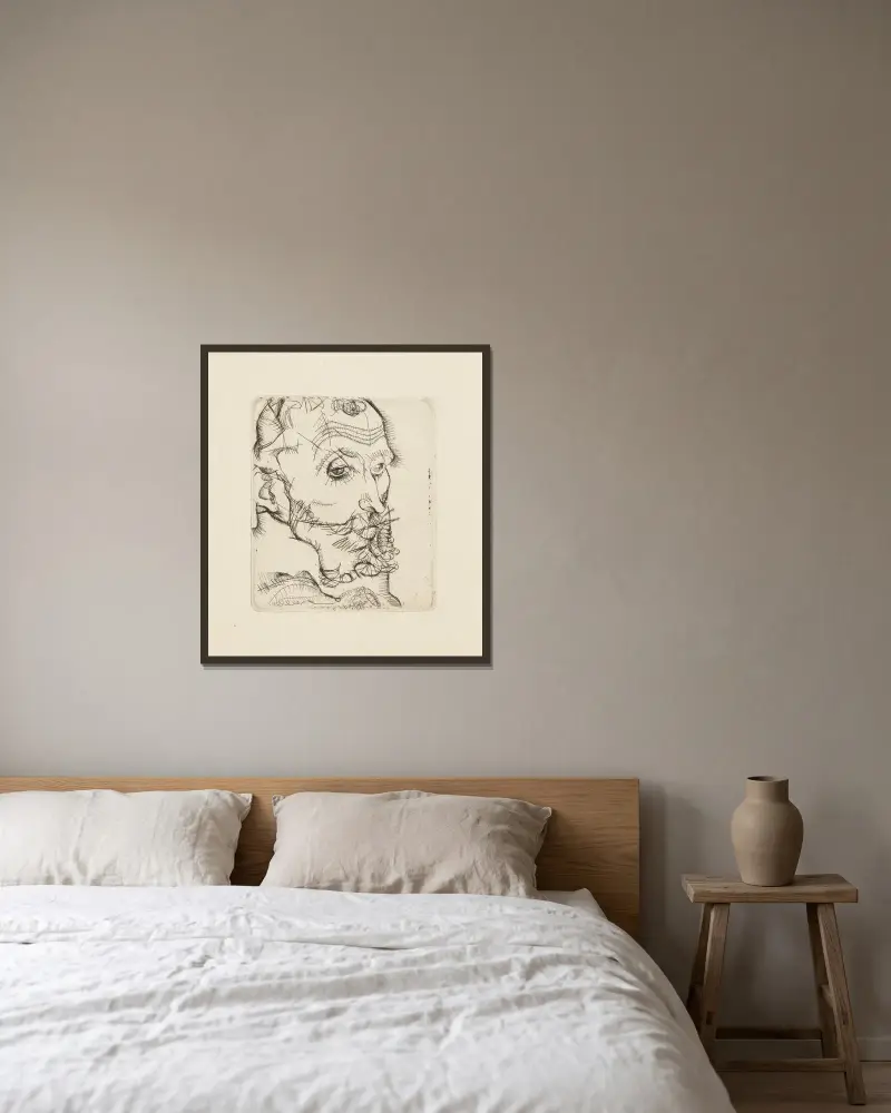 Portret Franza Hauera, 1914 – nr 2, Egon Schiele w ramie na ścianie