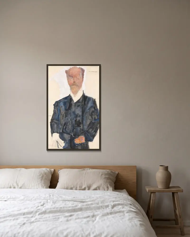 Porträt Otto Wagner von Egon Schiele gerahmt an einer Wand