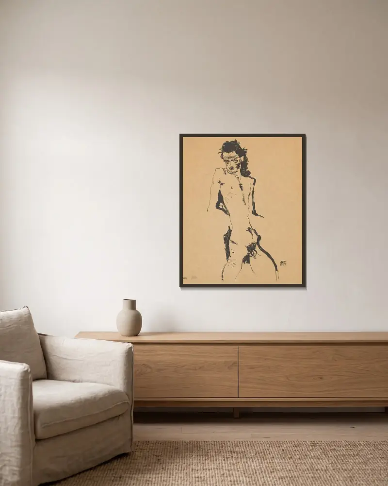 Autoportret – nr 1, Egon Schiele w ramie na ścianie