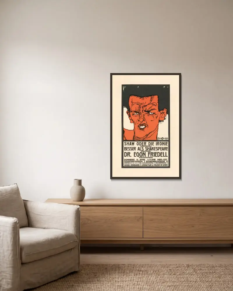 Shaw oder die Ironie, Vorlesung Dr. Egon Friedell av Egon Schiele inramad på en vägg