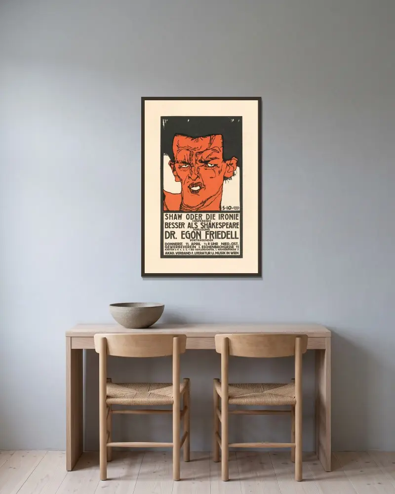 Shaw oder die Ironie, Vorlesung Dr. Egon Friedell av Egon Schiele inramad på en vägg