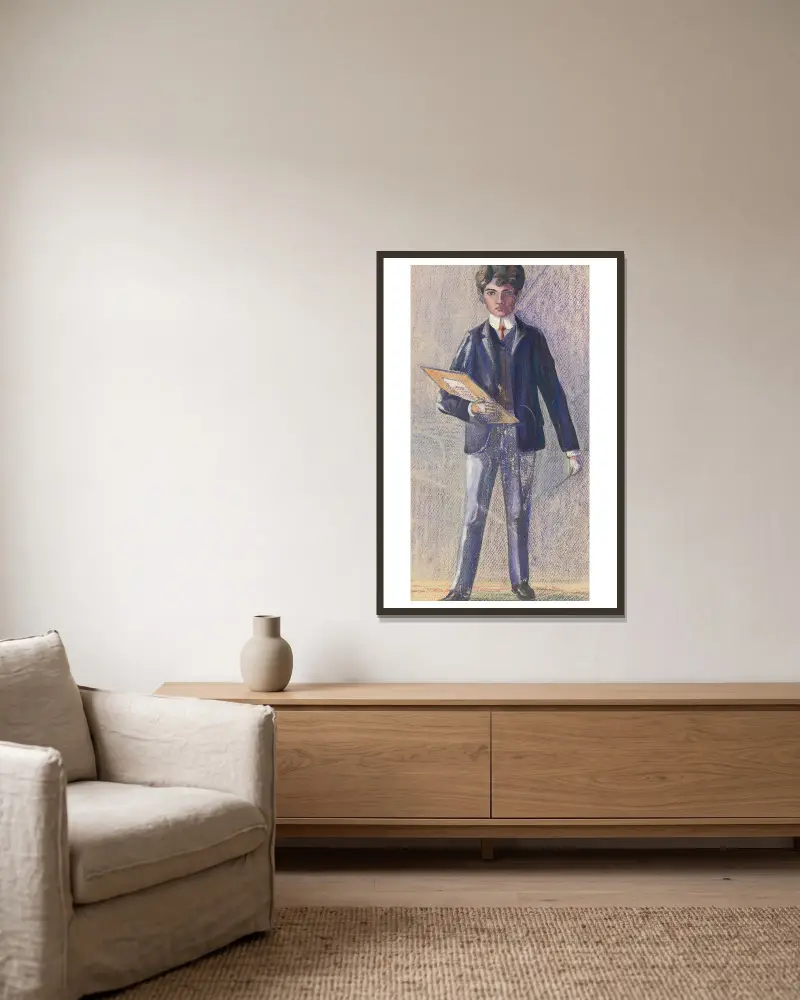 Odbicie lustrzane, Egon Schiele w ramie na ścianie