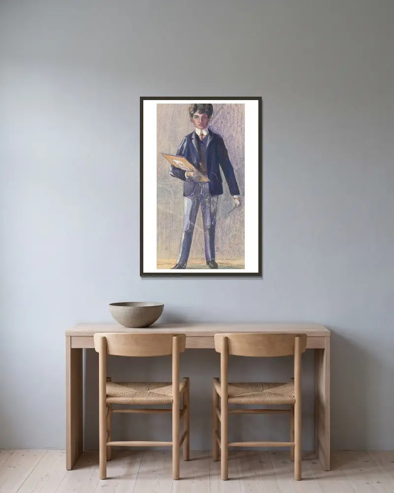 Odbicie lustrzane, Egon Schiele w ramie na ścianie