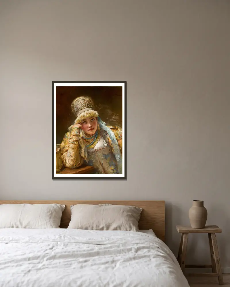 Boyarina von Konstantin Egorovich Makovsky gerahmt an einer Wand