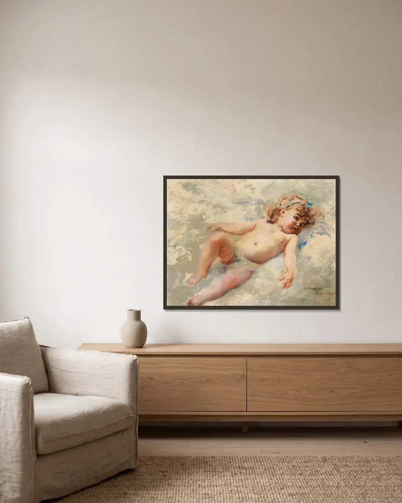 Cherub von Konstantin Egorovich Makovsky gerahmt an einer Wand