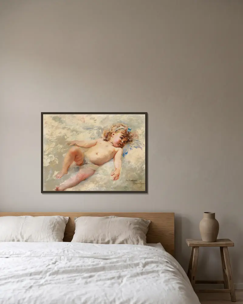 Cherub von Konstantin Egorovich Makovsky gerahmt an einer Wand