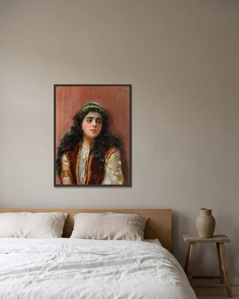 Türkisches Mädchen von Konstantin Egorovich Makovsky gerahmt an einer Wand