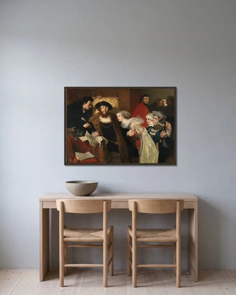 Kristian II undertecknar dödsdomen över Torben Oxe av Eilif Peterssen inramad på en vägg