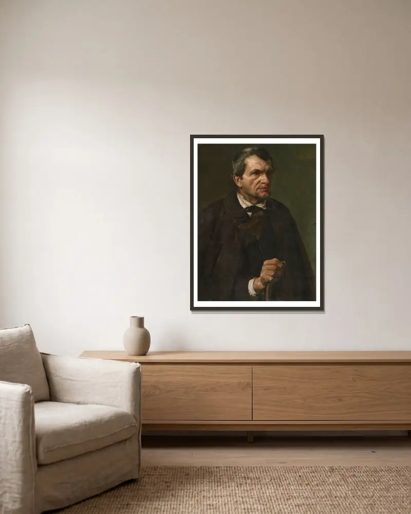 Figurstudie av bonden Florian Killian av Eilif Peterssen inramad på en vägg