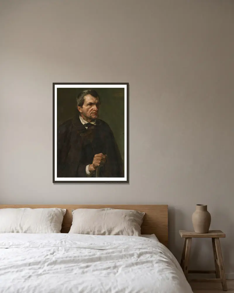 Figurstudie av bonden Florian Killian av Eilif Peterssen inramad på en vägg