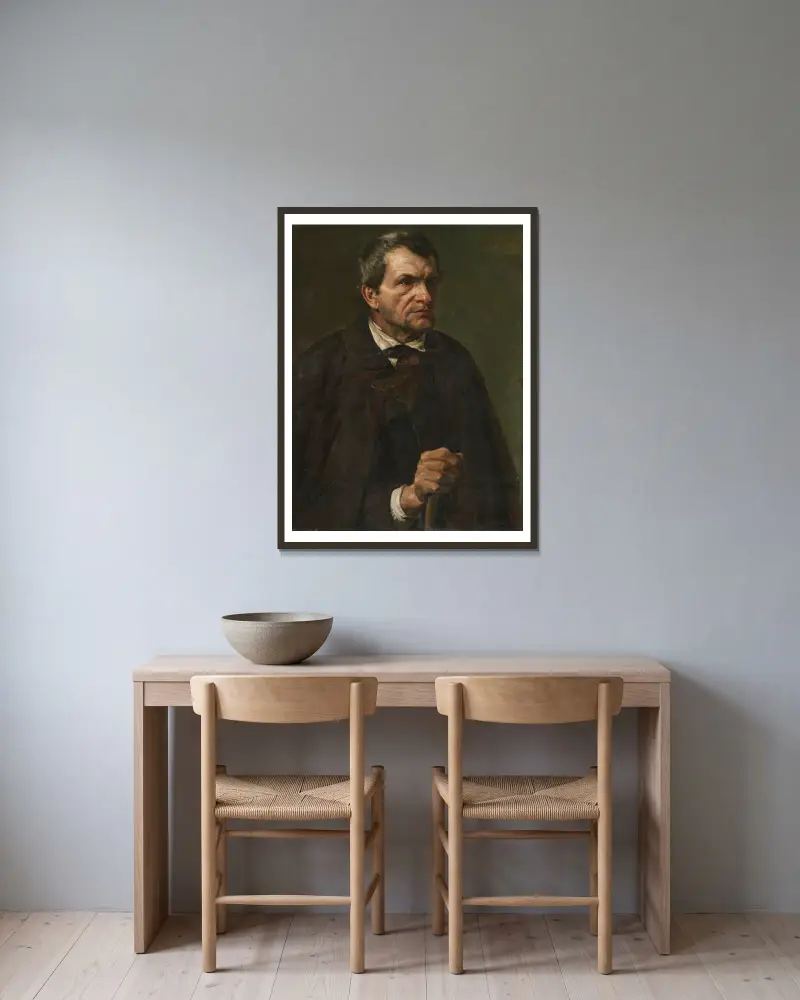 Figurstudie av bonden Florian Killian av Eilif Peterssen inramad på en vägg