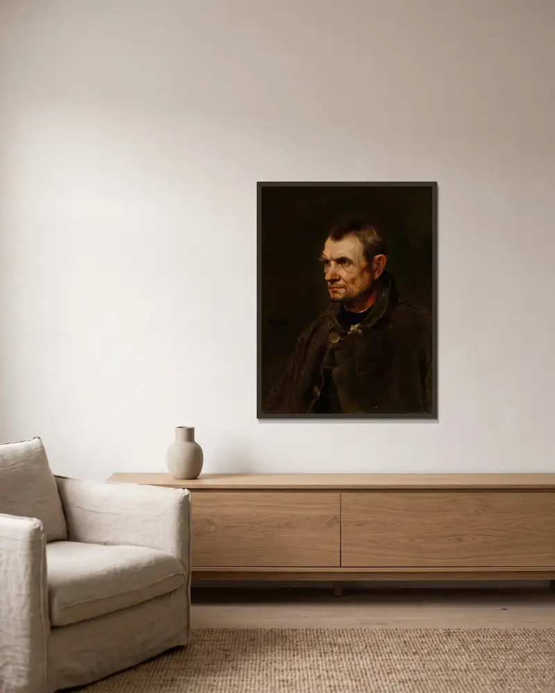 Figurstudie av bonden Florian Killian av Eilif Peterssen inramad på en vägg