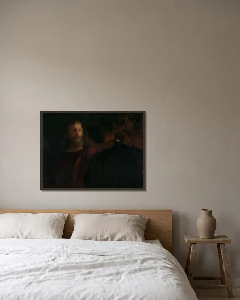 Judas Iskariot von Eilif Peterssen gerahmt an einer Wand