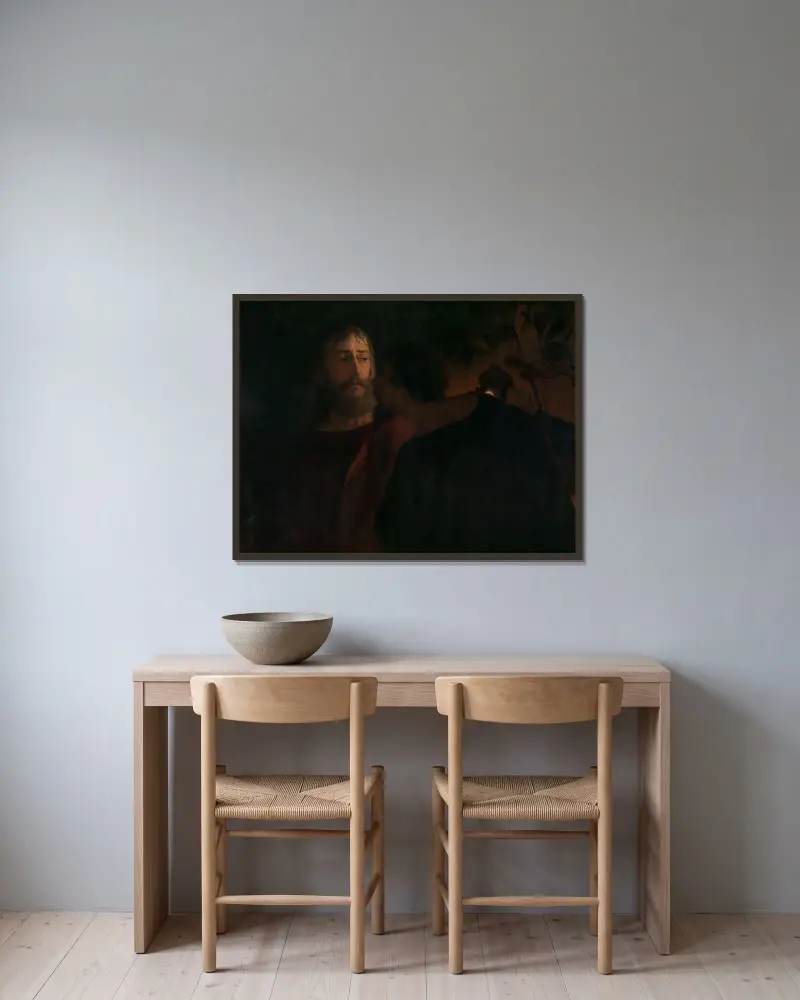 Judas Iskariot von Eilif Peterssen gerahmt an einer Wand