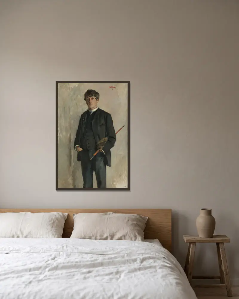 Porträtt av målaren Kalle Løchen av Eilif Peterssen inramad på en vägg