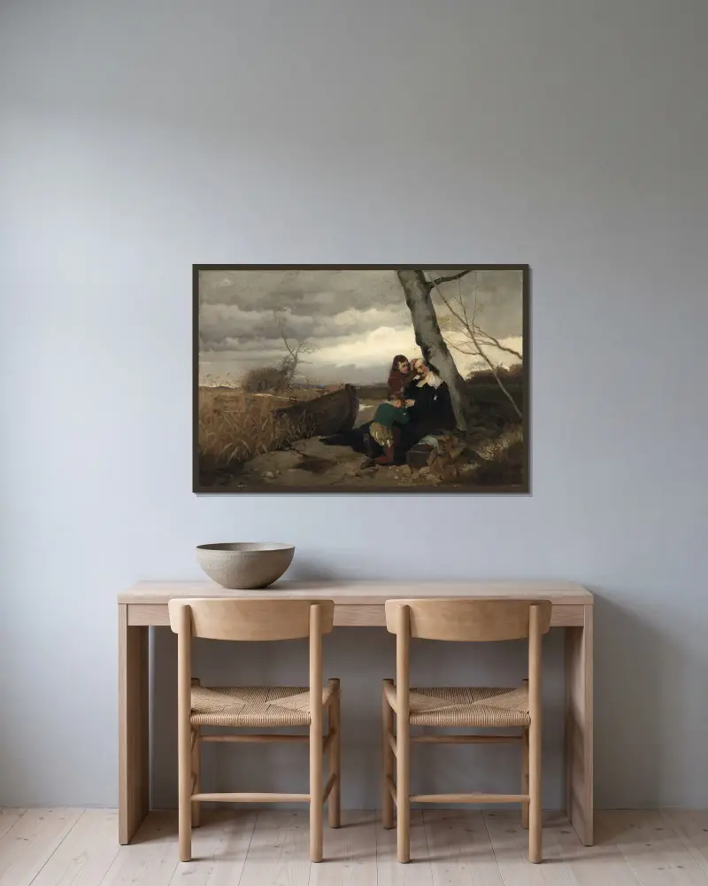 Corfitz Ulfeldts död av Eilif Peterssen inramad på en vägg
