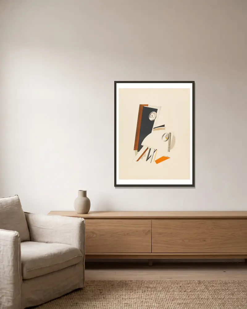 Anxious Ones (Ängstliche) av El Lissitzky inramad på en vägg