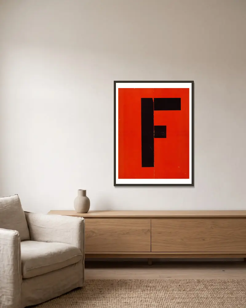 Figurines – cover av El Lissitzky inramad på en vägg