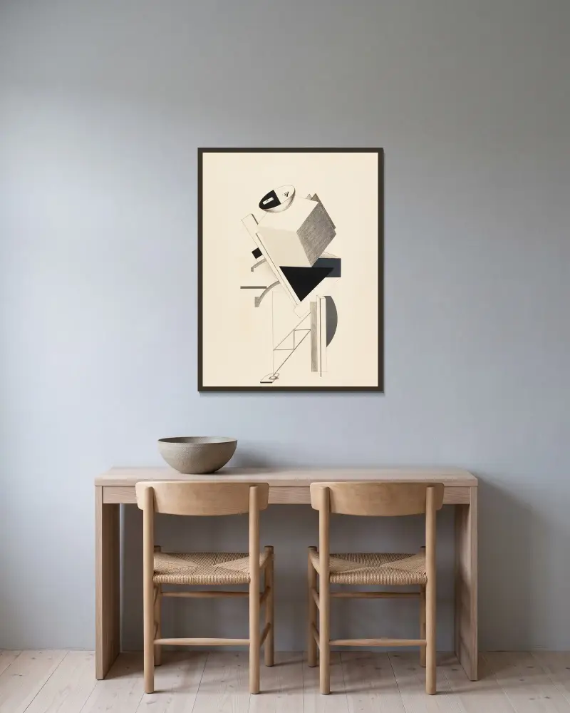 Sentry (Posten) av El Lissitzky inramad på en vägg