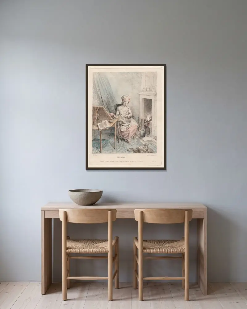Laetitia av Elias Martin inramad på en vägg