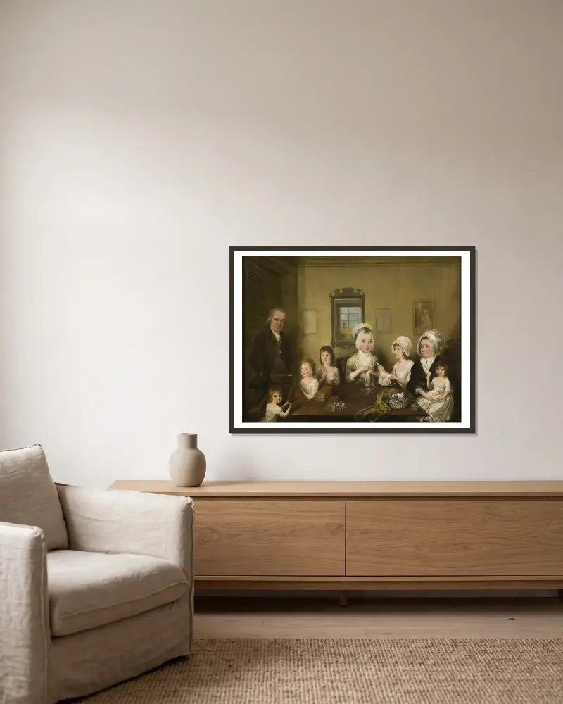 Porträtt av familjen Latrobe of Fulneck av Elias Martin inramad på en vägg