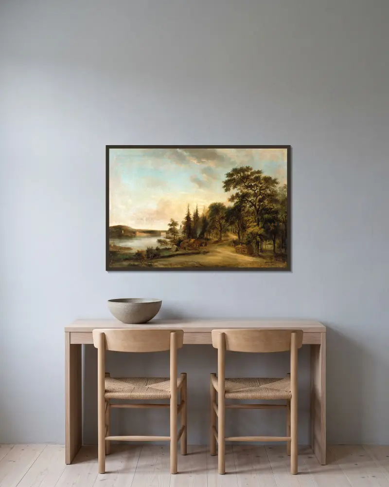 Våffelbagarens butik på Djurgården av Elias Martin inramad på en vägg