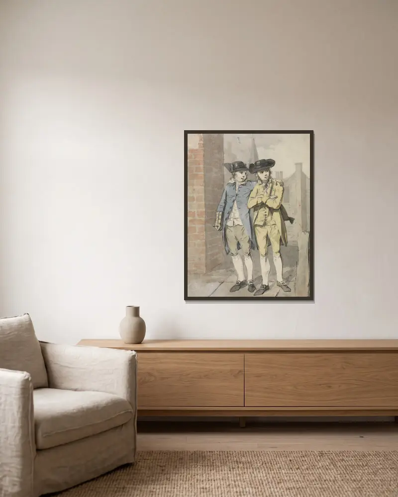 Zwei Schuljungen von Elias Martin gerahmt an einer Wand