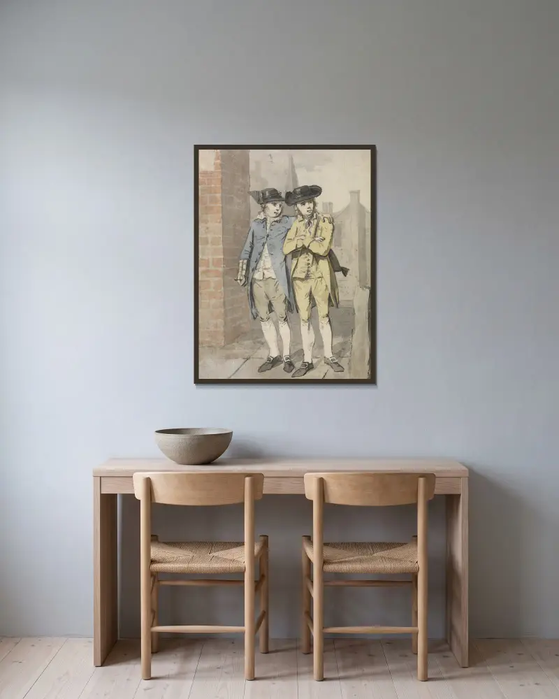 Zwei Schuljungen von Elias Martin gerahmt an einer Wand
