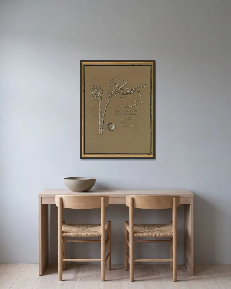 Artist’s Signature av Elihu Vedder inramad på en vägg