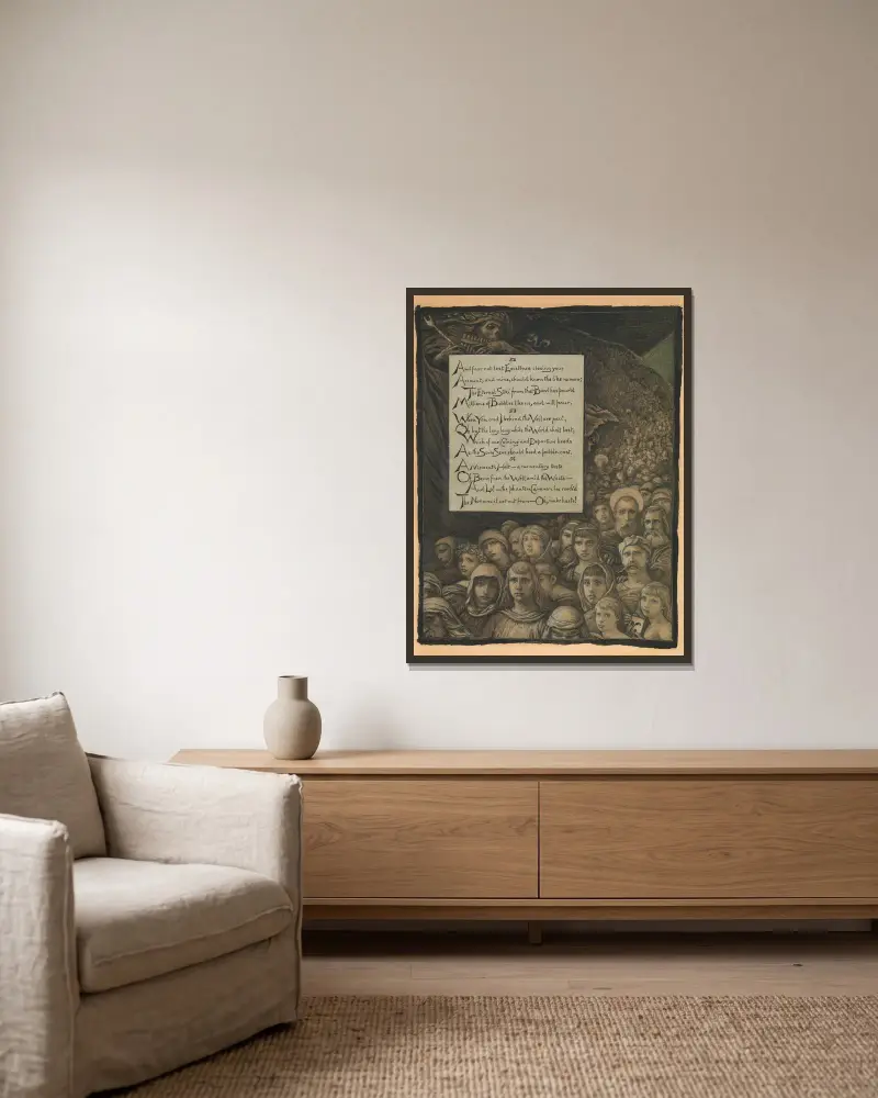 Die Überprüfung des Todes von Elihu Vedder gerahmt an einer Wand