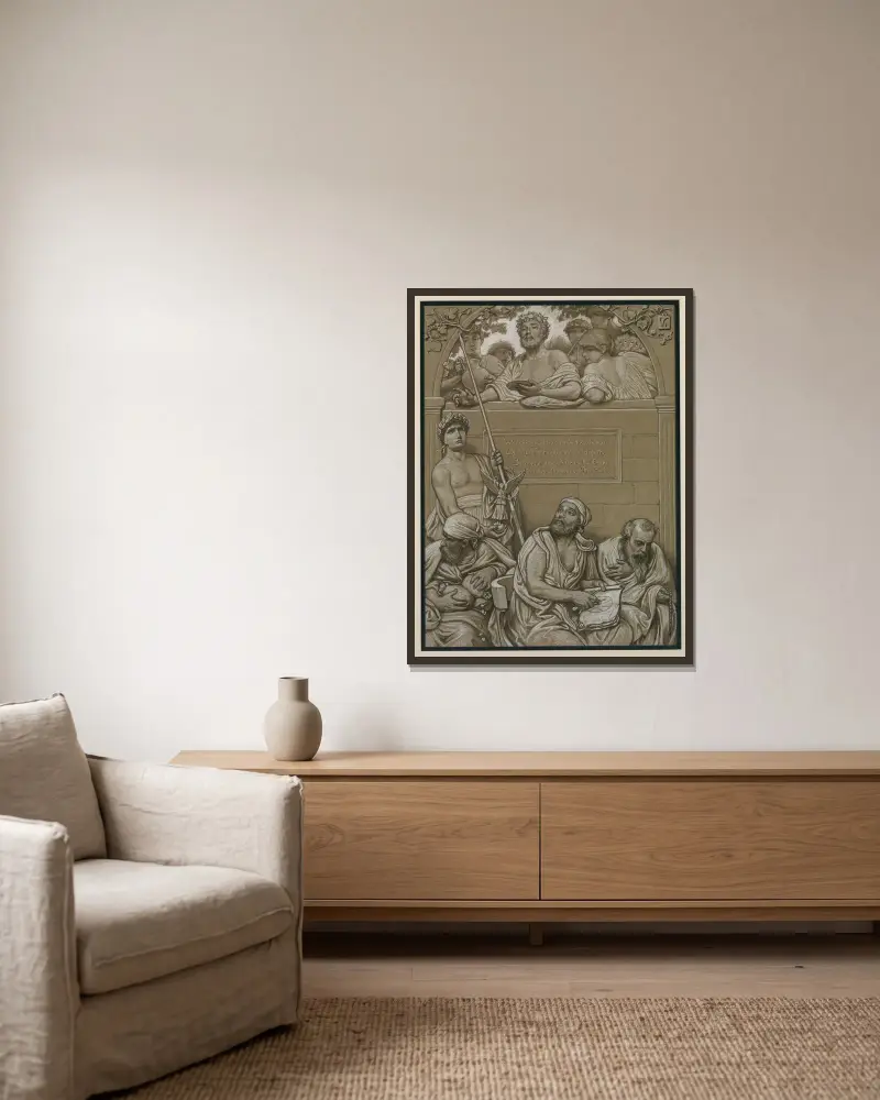Frontispiz von Elihu Vedder gerahmt an einer Wand