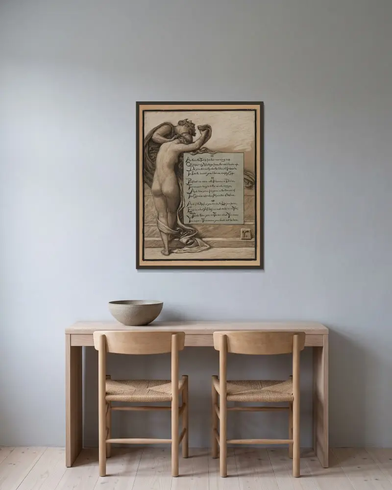 Kärlekens bägare av Elihu Vedder inramad på en vägg