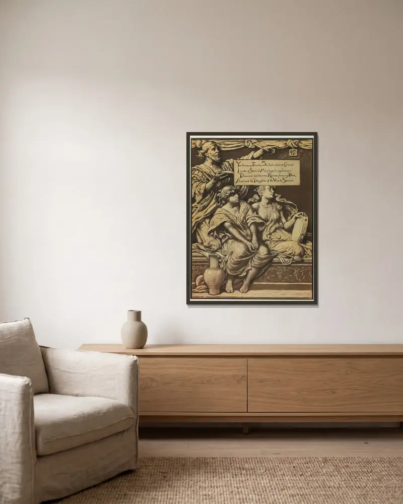 Die Tochter des Weinstocks von Elihu Vedder gerahmt an einer Wand