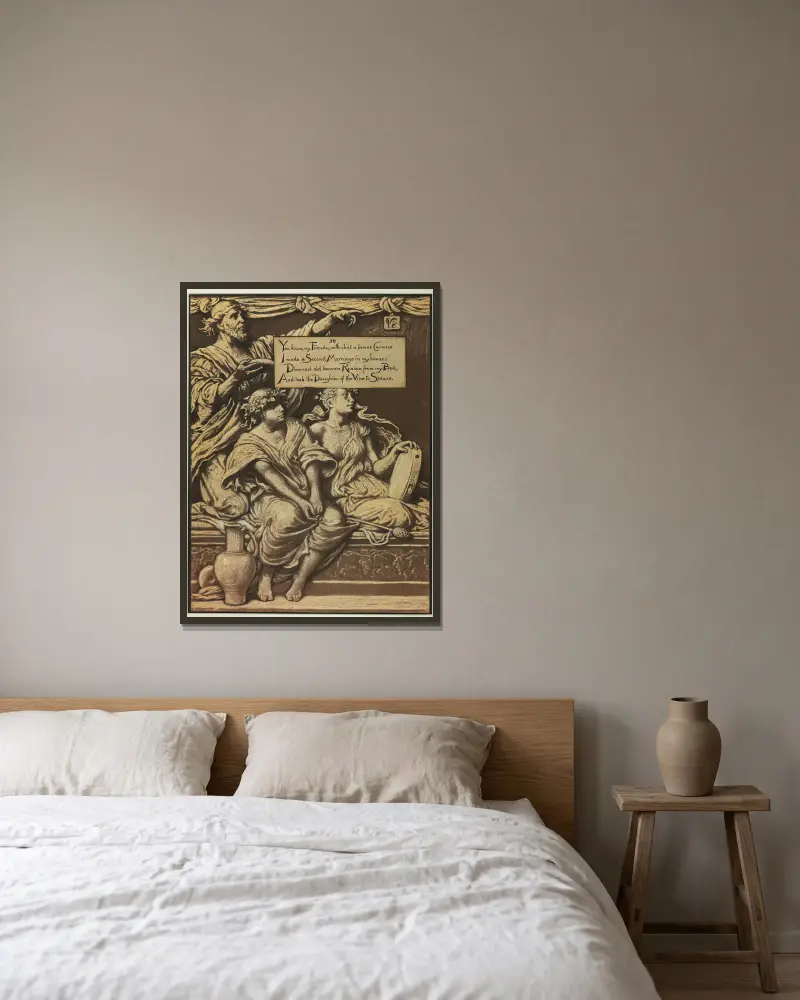 Die Tochter des Weinstocks von Elihu Vedder gerahmt an einer Wand