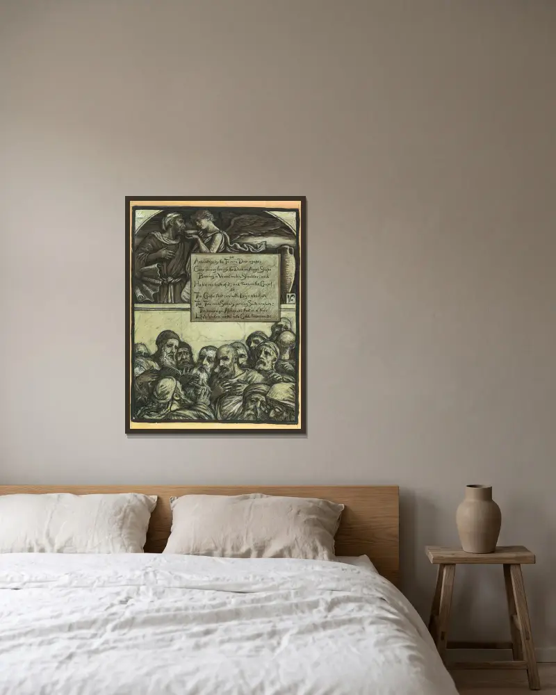 The Jarring Sects av Elihu Vedder inramad på en vägg
