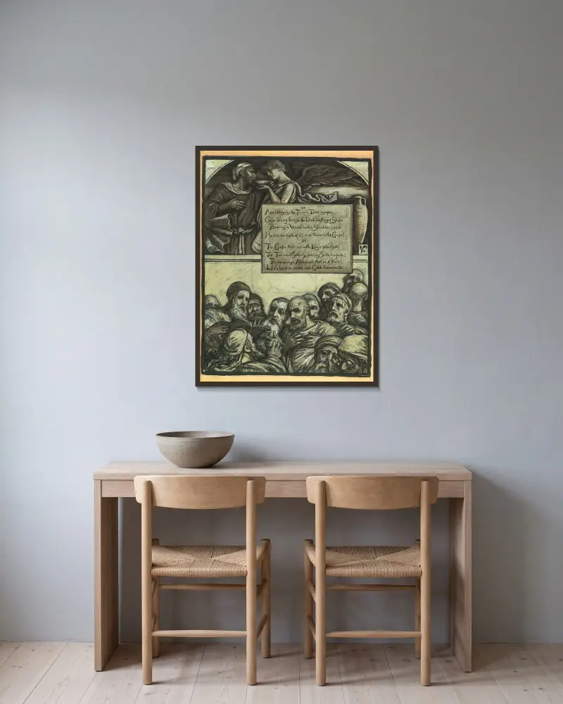 The Jarring Sects av Elihu Vedder inramad på en vägg