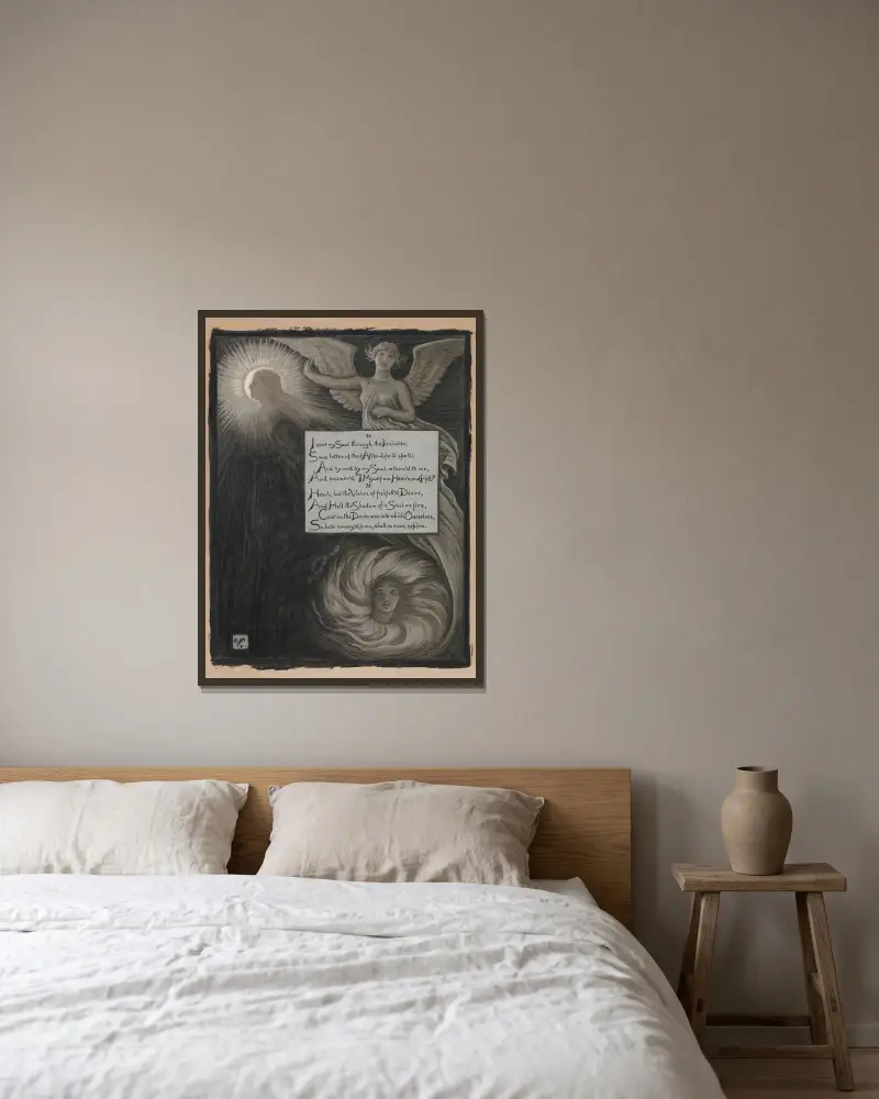 Die Antwort der Seele von Elihu Vedder gerahmt an einer Wand